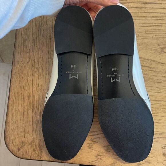 MARC FISHER WHITE STUDDED FLATS.  NEW - Picture 8 of 10